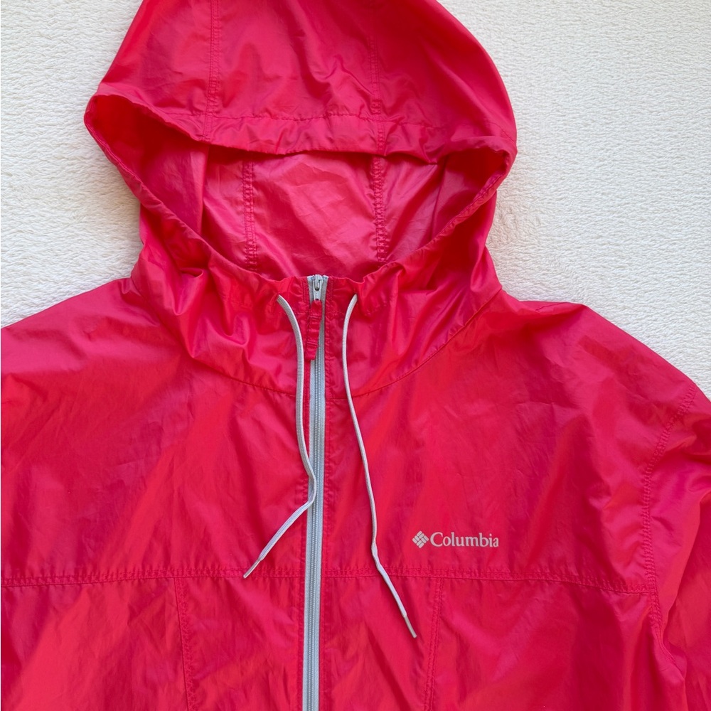 Columbia Women’s XL Pink Gray Windbreaker Hooded Zip Jacket - Picture 6 of 16
